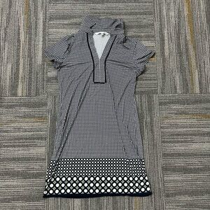 Max Studio Black and White Geometric Circle Pattern Tunic Dress